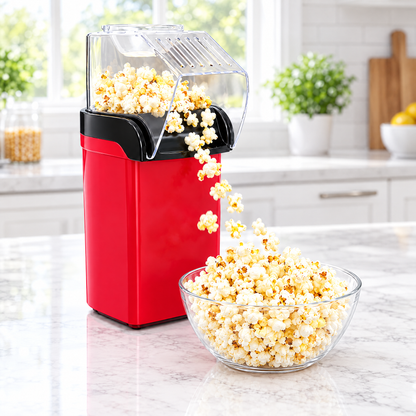Popcorn flowing from the chute into a bowl